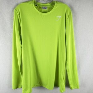 Gymshark Arrival Long Sleeve Tee Men Sz S Neon Green Stretch Performance HiVis